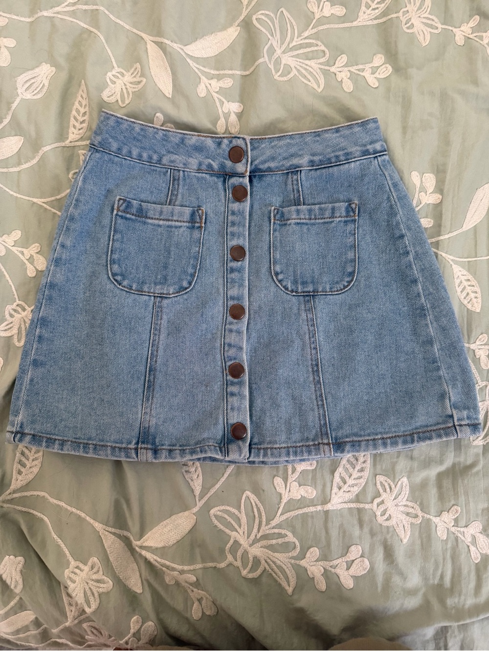 Kohl's Light Blue Button-Front Denim Skirt